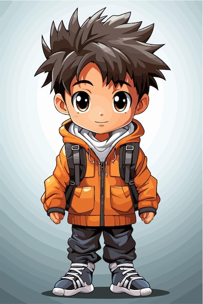 Vector jonge man anime stijl personage vector illustratie ontwerp manga anime jongen