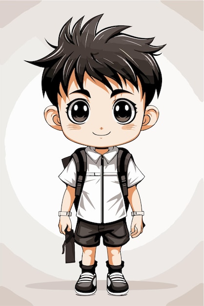 Vector jonge man animestyle personage vector illustratie ontwerp manga anime jongen