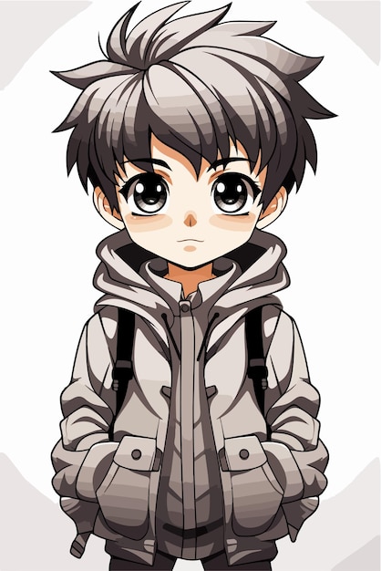 Vector jonge man animestyle personage vector illustratie ontwerp manga anime jongen