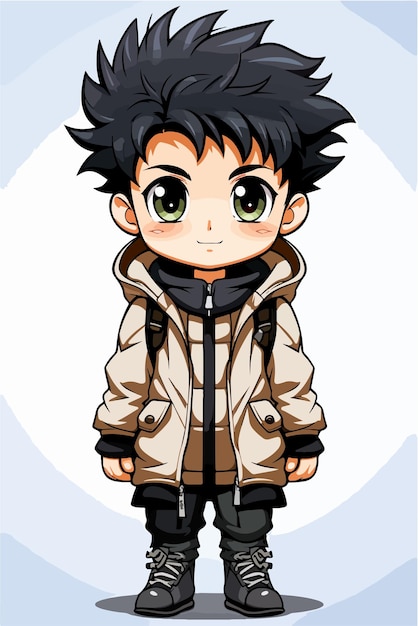 Vector jonge man animestyle personage vector illustratie ontwerp manga anime jongen