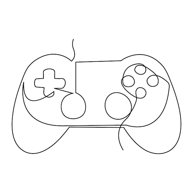 Vector vector joystick control device playing video games continuous single line art