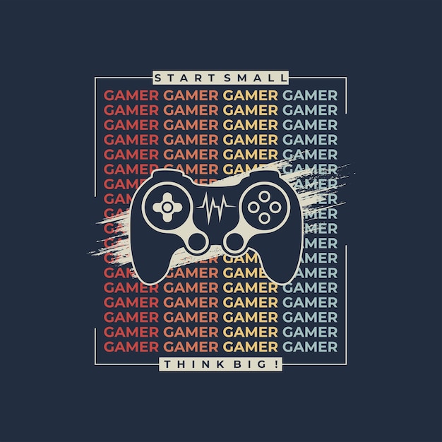 Vector joysticks gamepad illustratie met slogan tekst voor tshirt premium vector