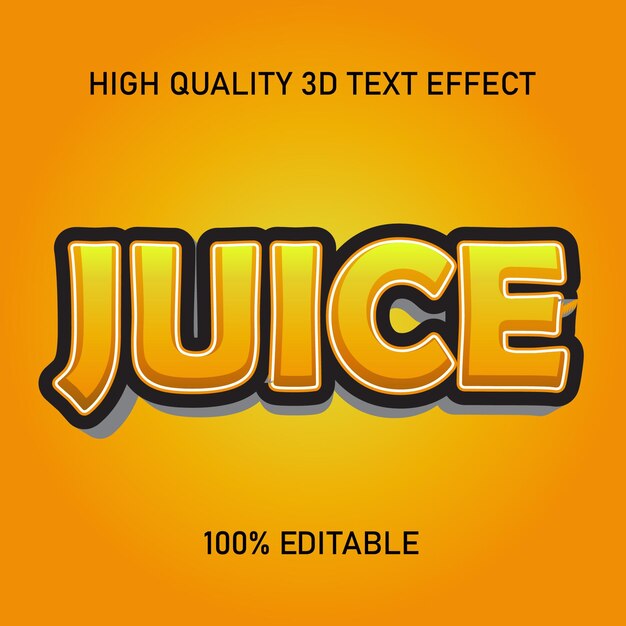 Vector juice editable text 3D style effect