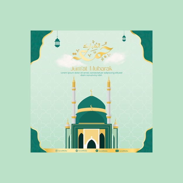 vector jumma mubarak islamic flyer design