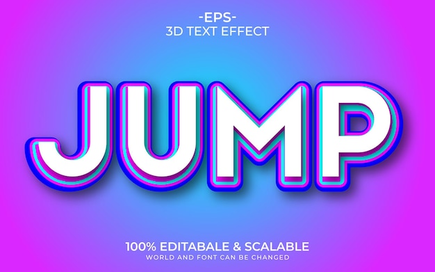 Vector jump 3d fully editable vector eps text effect template