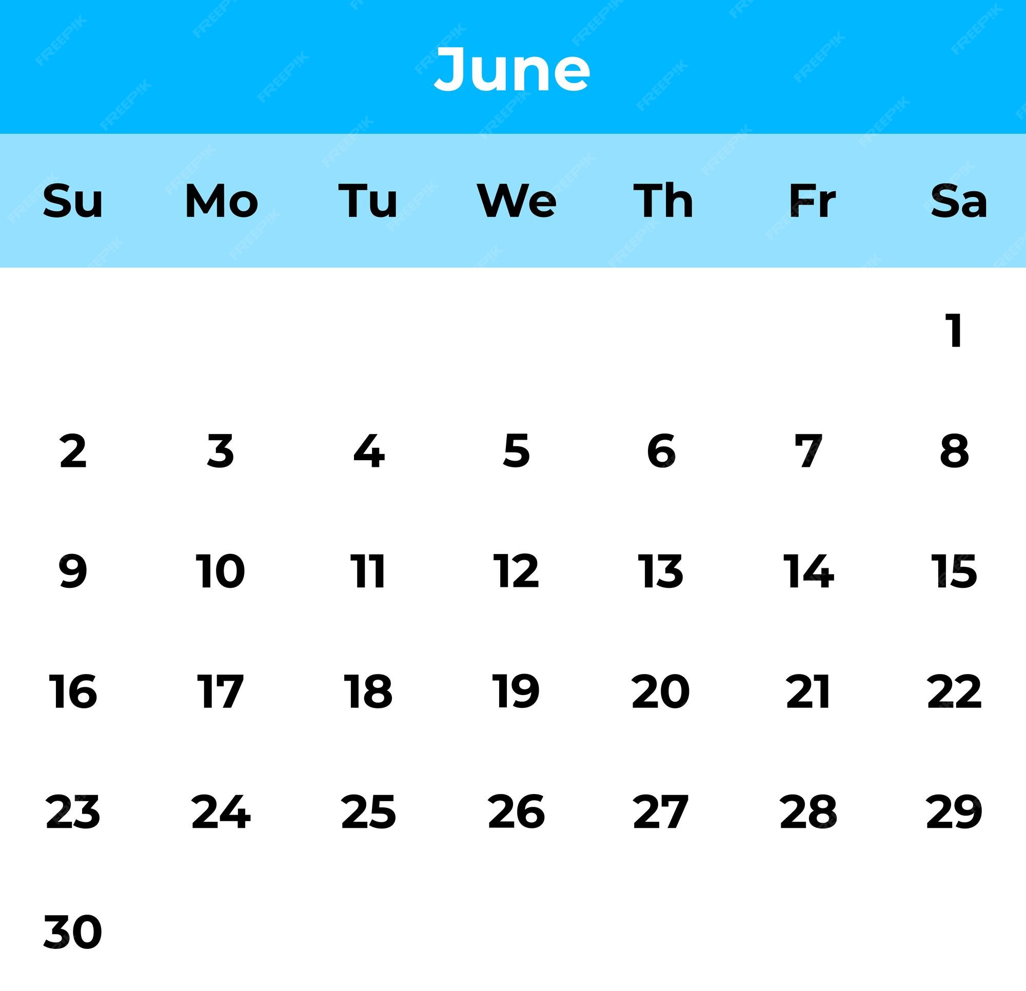 Premium Vector Vector june 2024 calendar leaf
