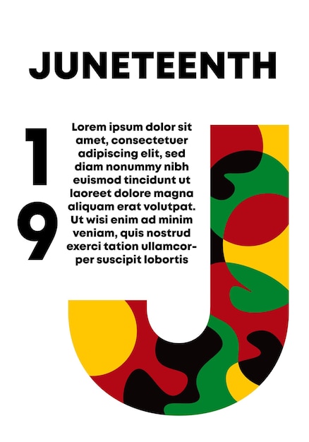벡터 j 모양 추상 유체 물결 모양 세로 편집 가능한 벡터 juneteenth 포스터
