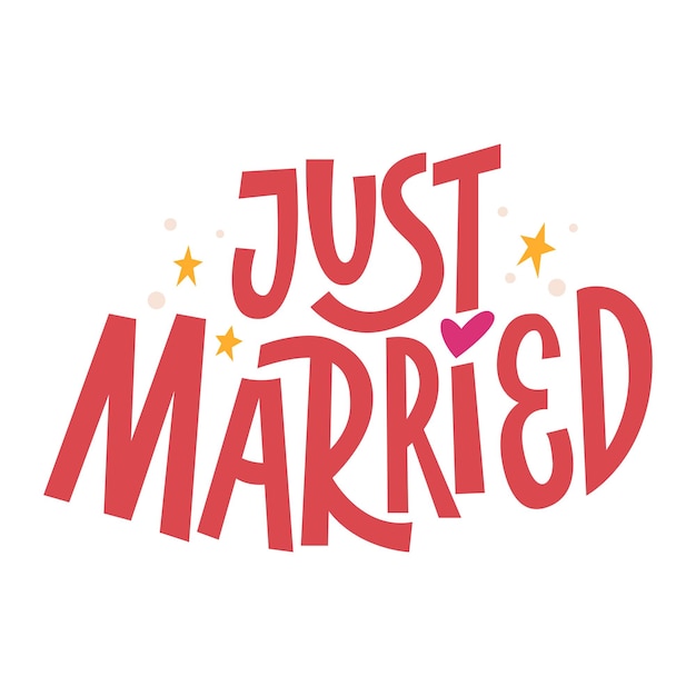 Vector vector just married hand drawn letter text