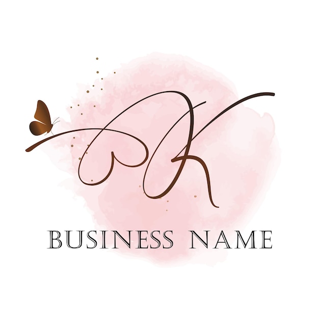 Vector k initial letter logo design logo watermark logo pink logo butterfly logo template