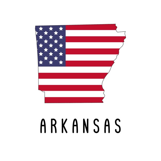 Vector kaart van Arkansas geschilderd in de kleuren Amerikaanse vlag silhouet of grenzen van de Amerikaanse staat Is