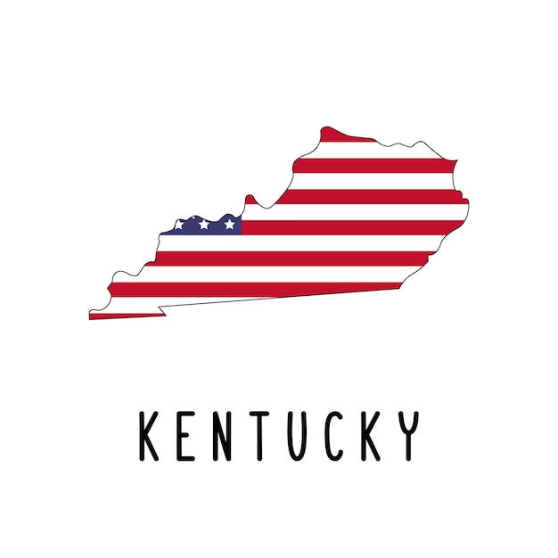 Vector kaart van kentucky geschilderd in de kleuren amerikaanse vlag silhouet of grenzen van de vs staat