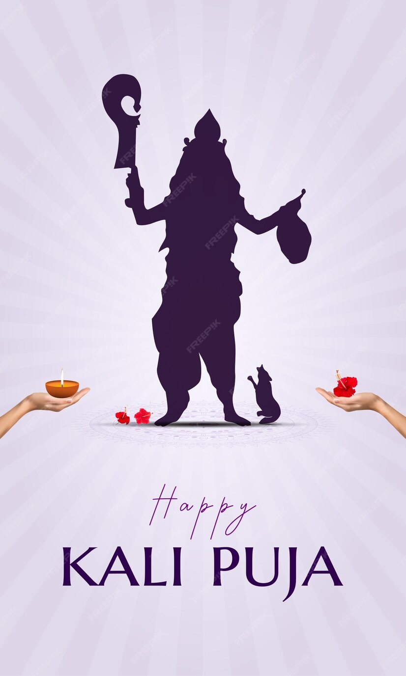 Premium Vector Vector kali puja poster of goddess kali maa on diwali kali pooja background of