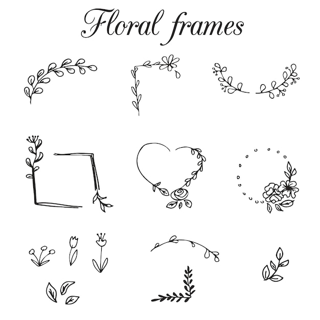 Vector kalligrafische ontwerpelementen en letters, bloemenframes