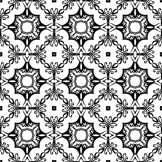 Vector kant patroon Naadloos bloeien mandala achtergrond ingewikkelde sierlijke lijnen Arabisch decoratief ontwerp Vierkante tegels Symmetrische ornament Oosterse illustratie