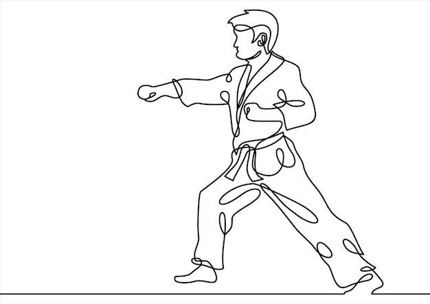 Vector karate continuous line drawing
