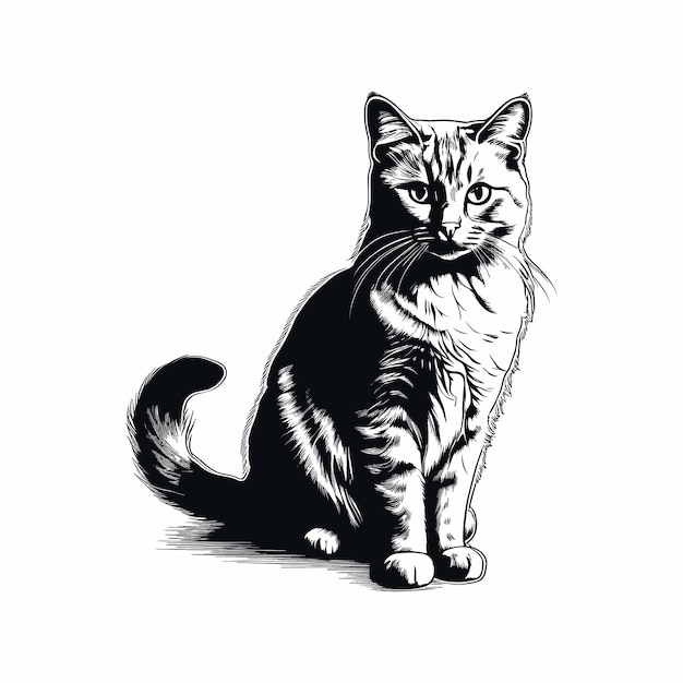 Vector kat schets met de hand getekend in doodle stijl illustratie
