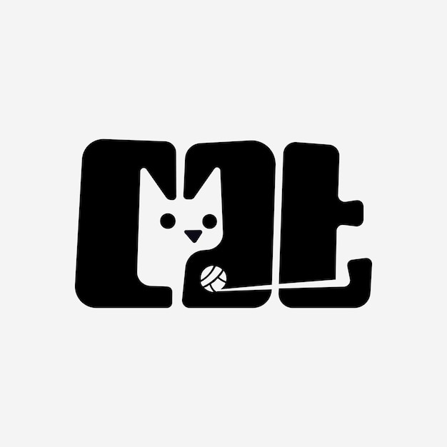 Vector kat tekst logo ontwerp