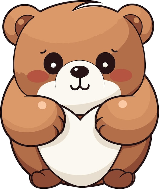 Vector kawaii cute bear hug illustration