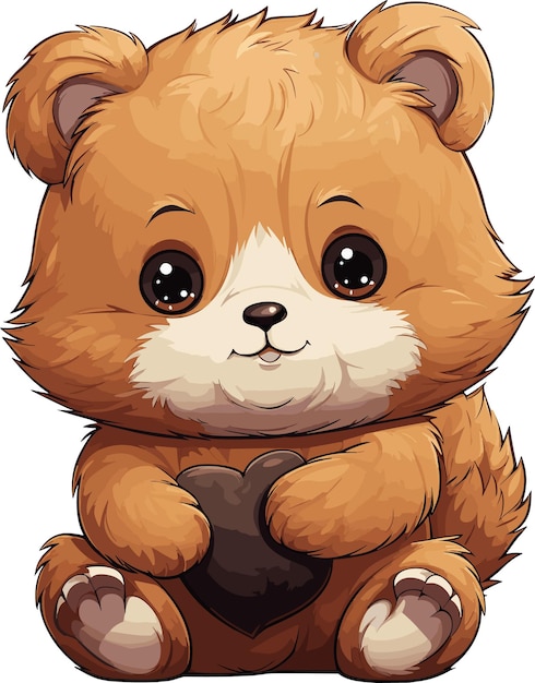 Vector kawaii cute bear hug illustration