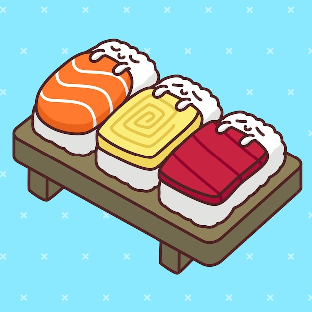 Vector Kawaii Sleeping Sushi Illustration