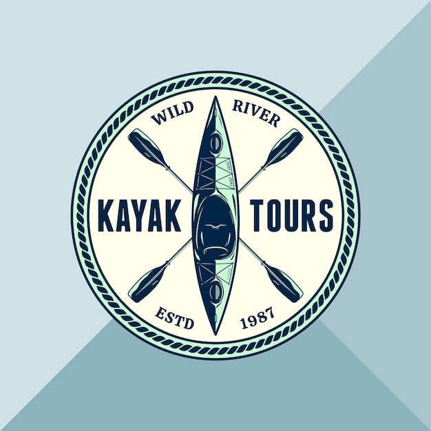 Vector vector kayak adventures badge design