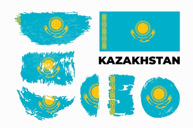 ベクトルカザフスタンの旗カザフスタンの旗のイラストカザフスタンの旗の写真