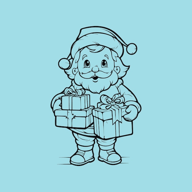 vector Kerstman lijntekening