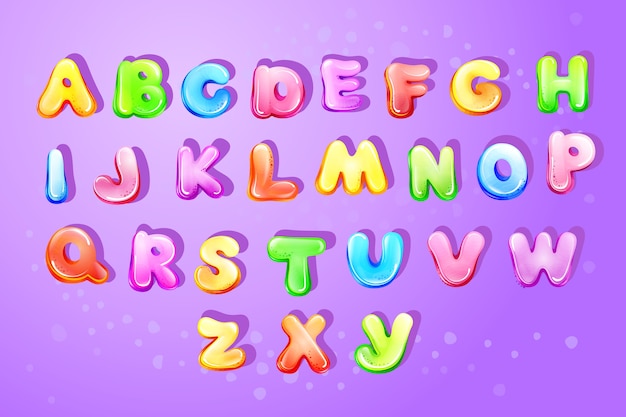 Vector kid alfabet bubble cartoon soort brief set