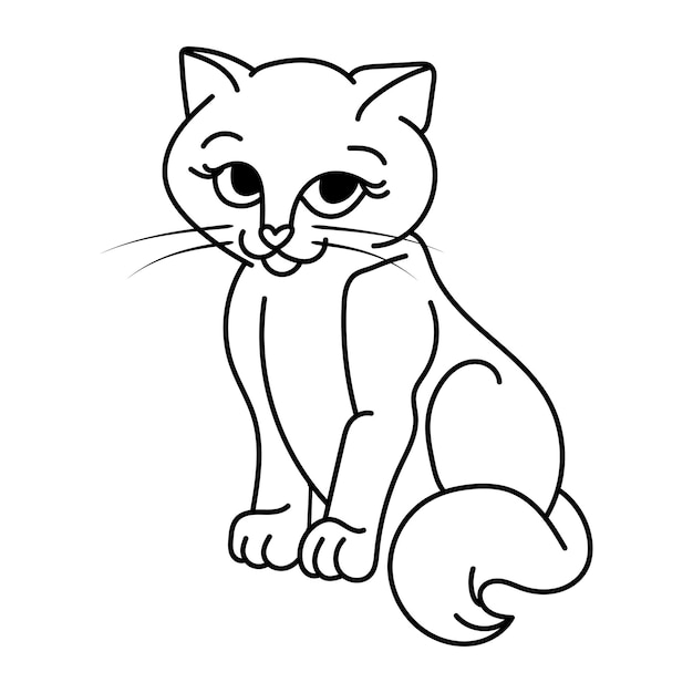 Vector kids coloring pages cute cat character vector illustration eps and image