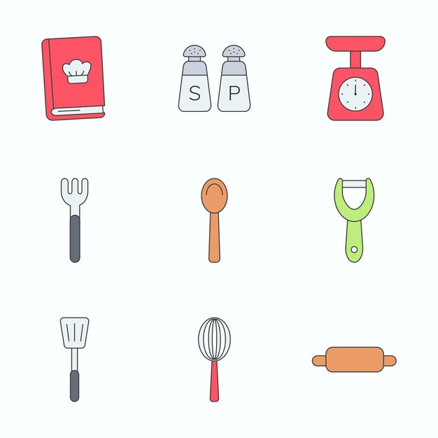 Vector kitchen tools set collection