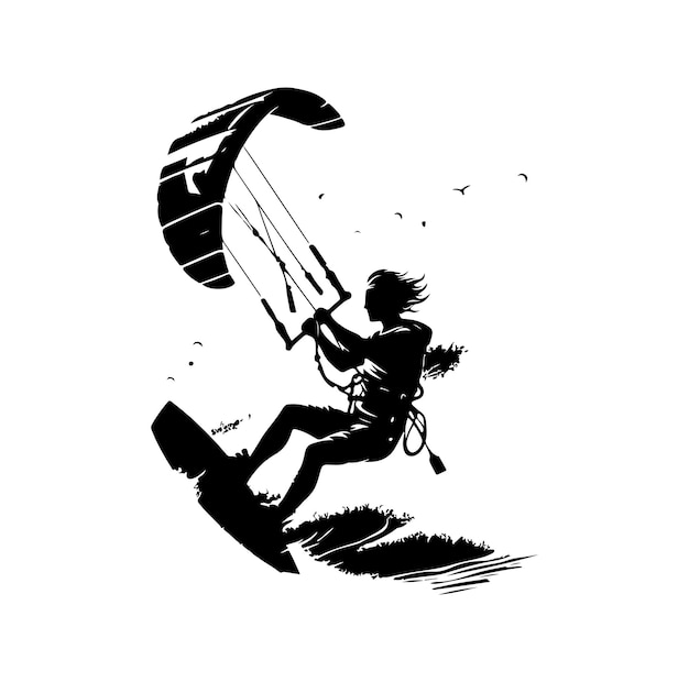 Vector vector kitesurfing vector illustratie silhouet stijl