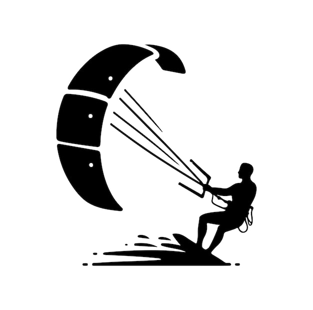 Vector kitesurfing vector illustration silhouette style