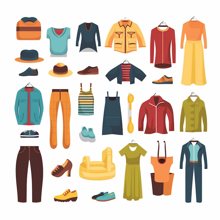 Vector vector kleding mode illustratie geïsoleerde kleding kleding set kleding draagontwerp dre