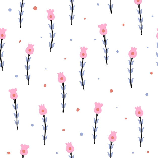 Vector kleine roze bloemen op naadloos patroon Kleurrijke print lente zomertijd delicate romantische fragiele bloemen