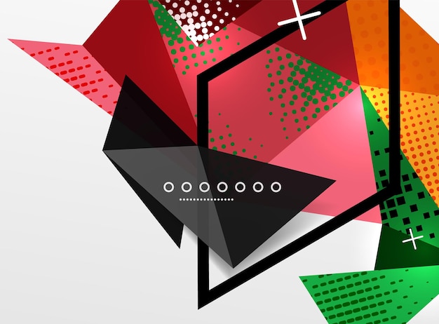 Vector kleur geometrische abstracte compositie driehoekige en veelhoekige ontwerpelementen digitale techno achtergrond