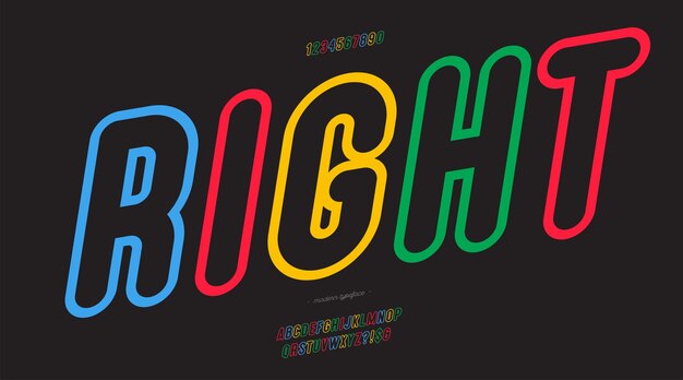 Vector kleur lettertype vet lijnstijl trendy typografie
