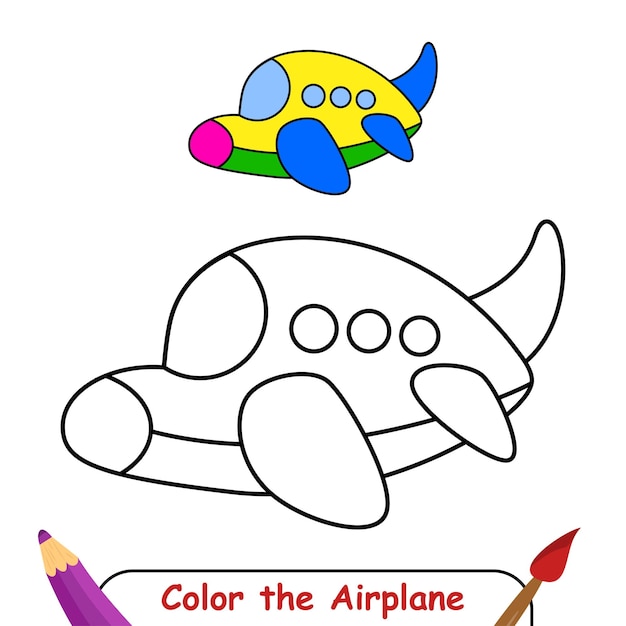 Vector kleurboek voor kinderen, vliegtuig vectorafbeeldingen