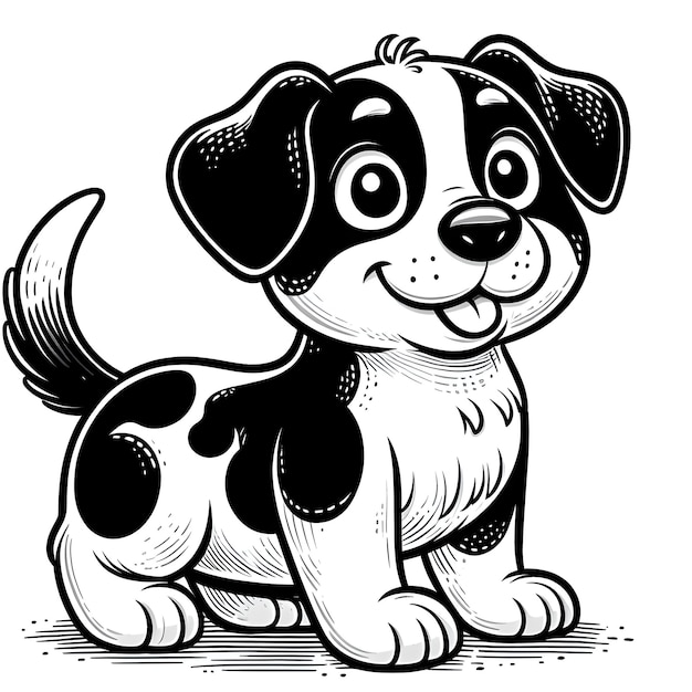 Vector vector kleurpagina cartoon kunst van schattige hond illustratie