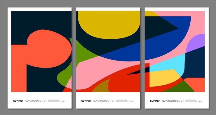Vector kleurrijke abstracte geometrische en vloeibare achtergrond voor zomerfestival