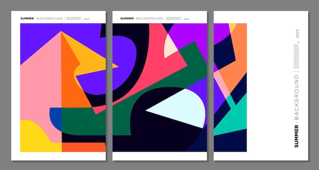 Vector kleurrijke abstracte geometrische en vloeibare achtergrond voor zomerfestival