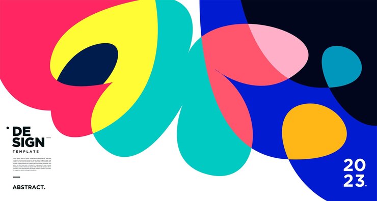 Vector vector kleurrijke abstracte vloeiende en geometrische achtergrond voor het nieuwe jaar 2023