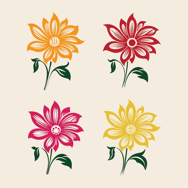 Vector kleurrijke bloem bloemen sjabloon instellen collectie illustratie