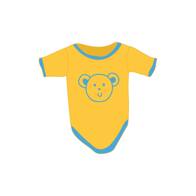 Vector kleurrijke illustratie van baby bodysuit geïsoleerd op witte achtergrond voorzijde lichaam kinderen baby shirt onesie kleding voor pasgeborenen