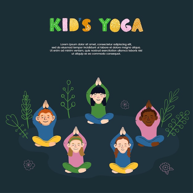 Vector kleurrijke kaartsjabloon kids yoga