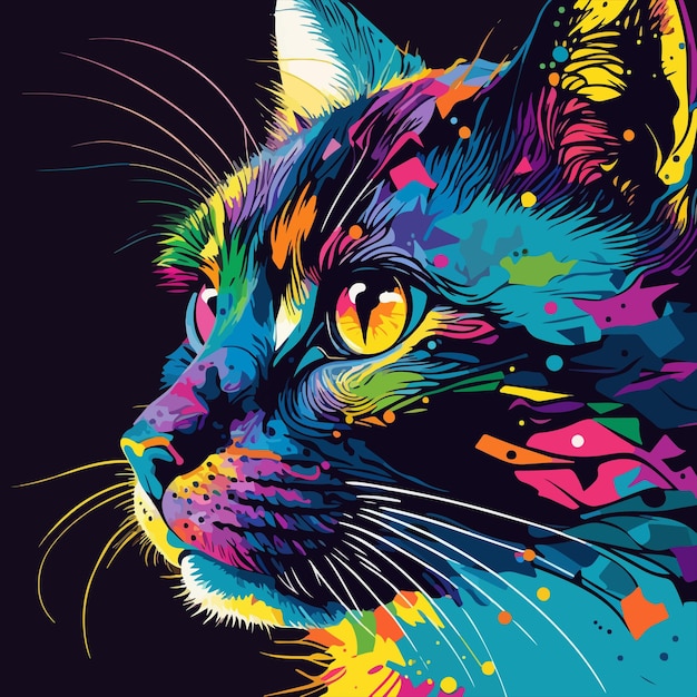 Vector kleurrijke kat in pop-artstijl