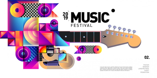 Vector vector kleurrijke muziekfestival voor evenement banner en poster