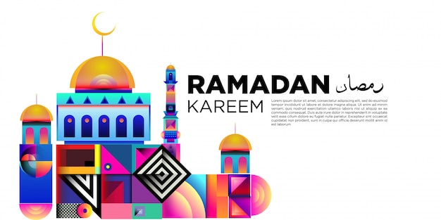 Vector kleurrijke ramadan islamitische wenskaart en banner