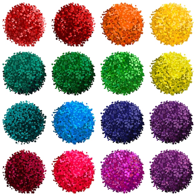 Vector kleurrijke set met illustratie van pompon geïsoleerd op een witte achtergrond voor u ontwerp