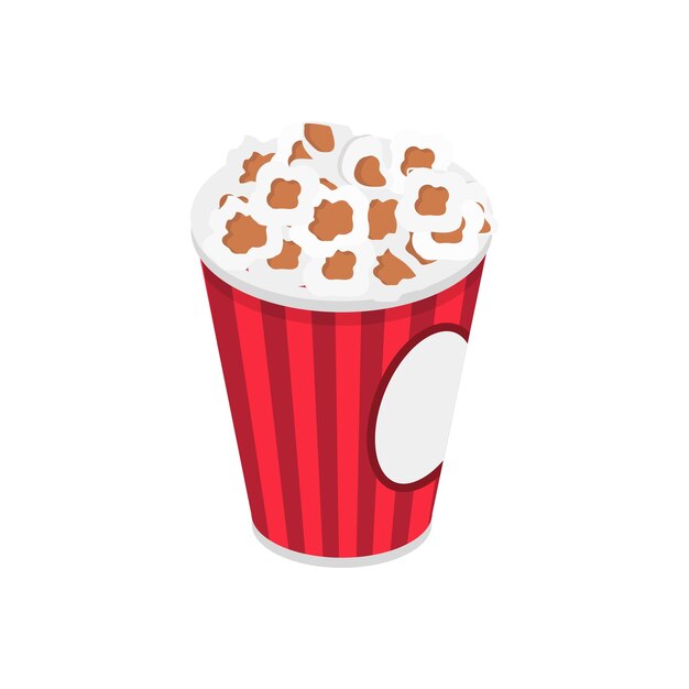 Vector kleurrijke vector popcorn emmer vol met popcorn item