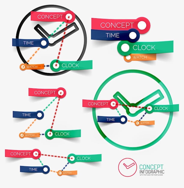 Vector klok infographic en trefwoorden